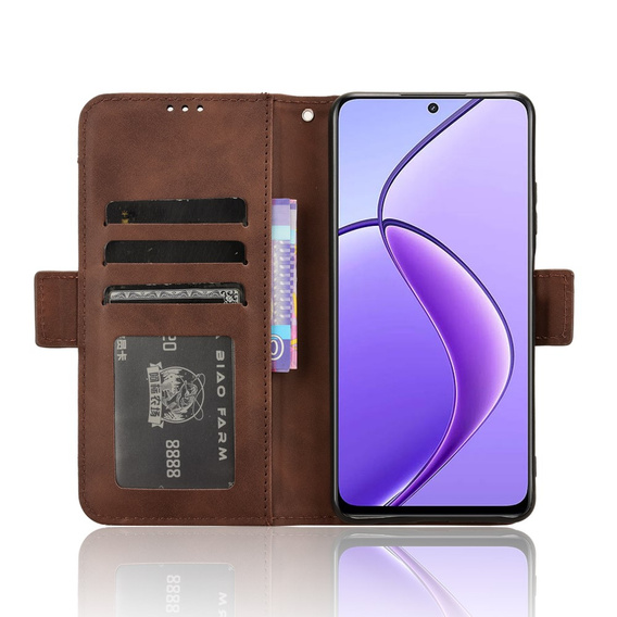 Flip case for Realme 12, Card Slot, brown