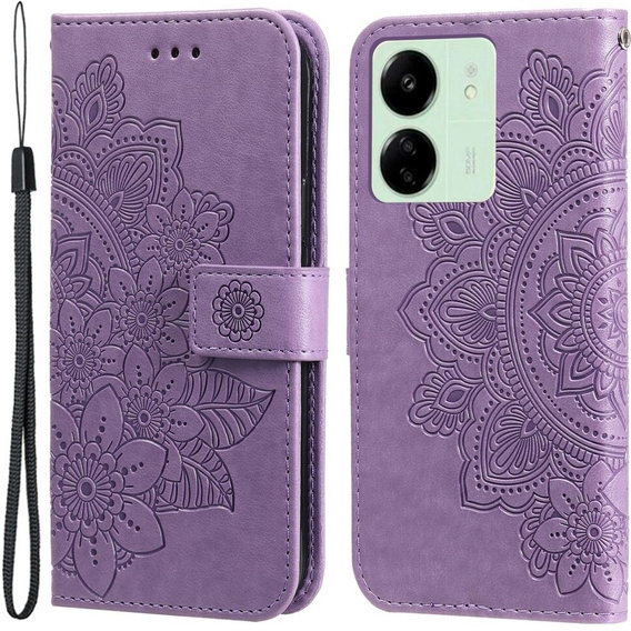 Flip case for Xiaomi Redmi 13C / Poco C65, Mandala Flower, purple