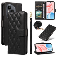 Crossbody Leather Wallet flip case for Honor 400 Pro 5G, black