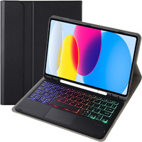 Case with illuminated bluetooth touchpad keyboard for iPad 10.9" 2022 (10 gen.), black