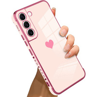 Case for Samsung Galaxy S22, Electro heart, pink rose gold