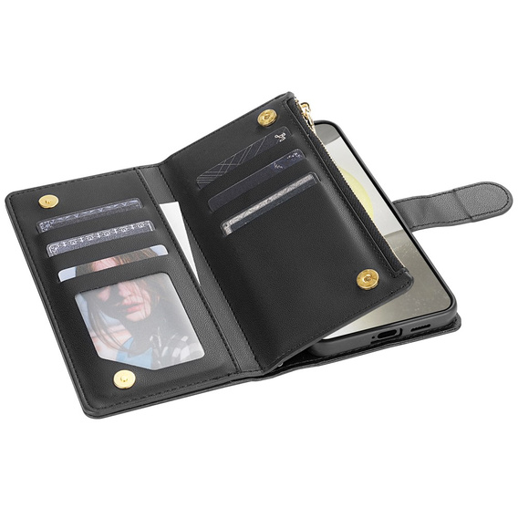 Flip case for Samsung Galaxy A56 5G, Rhombus Crossbody Leather, black