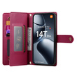 Flip case for Xiaomi 14T Pro, Wallet Zipper Pocket, red