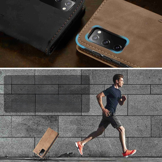 CASEME case for Samsung Galaxy S20 FE, Leather Wallet Case, brown