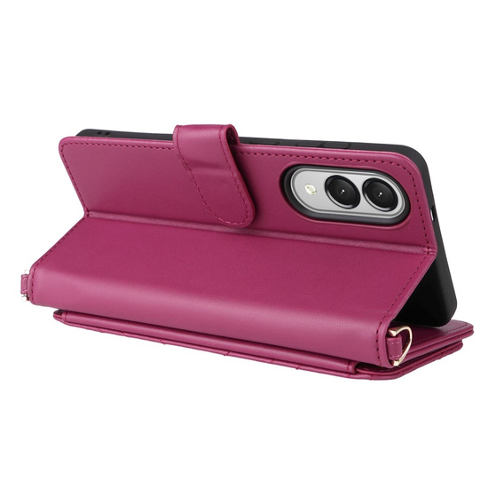 Crossbody Leather Wallet flip case for Samsung Galaxy S25 Edge, maroon