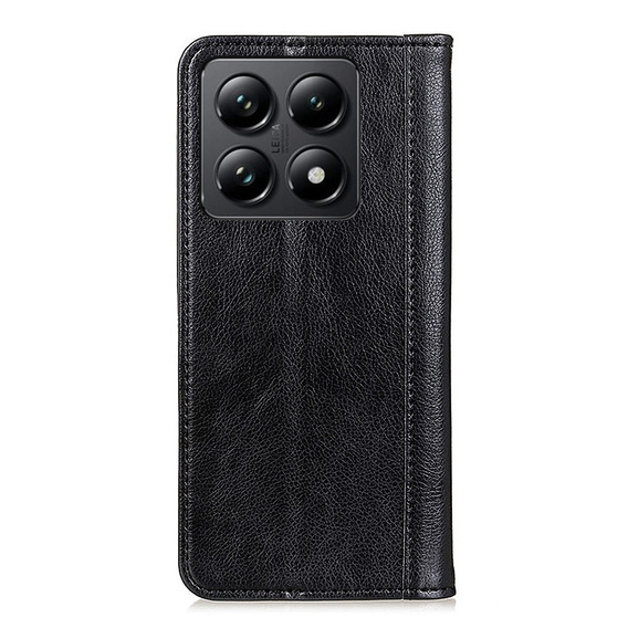 Case for Xiaomi 14T, Wallet Litchi Leather, black