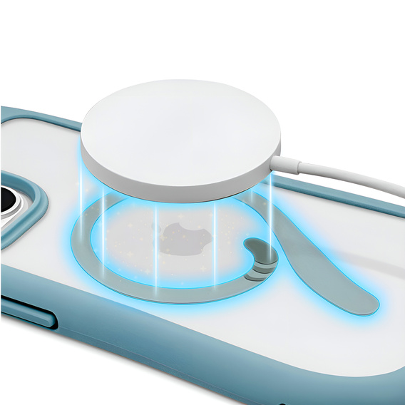Case for iPhone 15, for MagSafe, Cute Cat, blue + Screen Glass