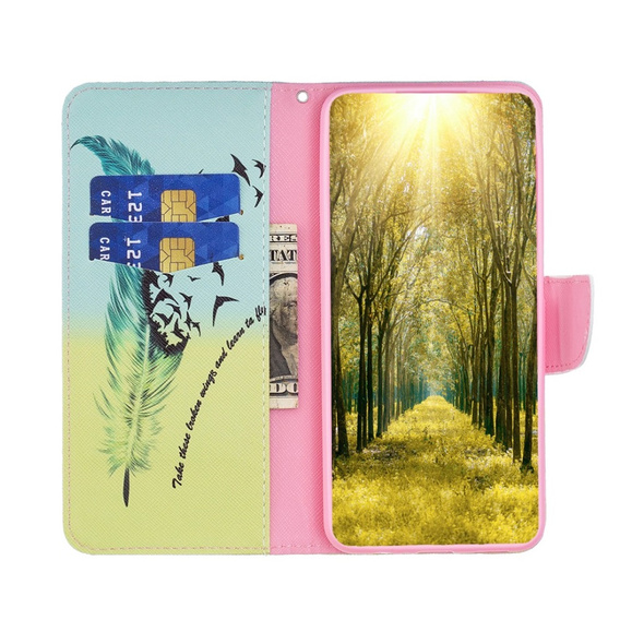 Flip case for Samsung Galaxy M34, Wallet, feather, blue