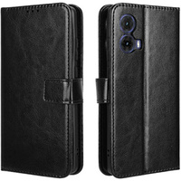 Flip case for Motorola Moto G85, Crazy Horse Wallet, black