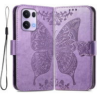 Flip case for Oppo Reno 13 Pro, Butterfly, purple