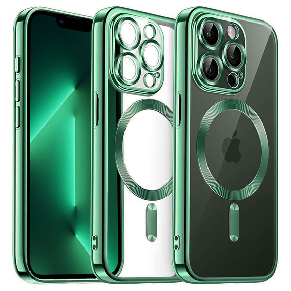 Case for iPhone 13 Pro, Electro MagSafe, green + Screen Glass