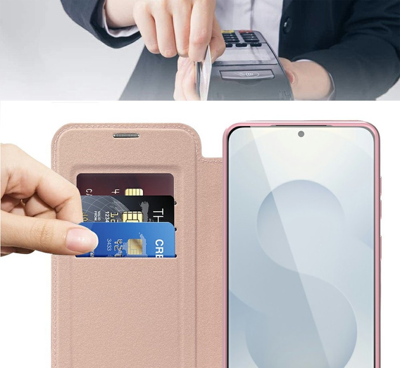 Flip case for Samsung Galaxy S25 Edge, RFID Wallet MagSafe CamShield, pink