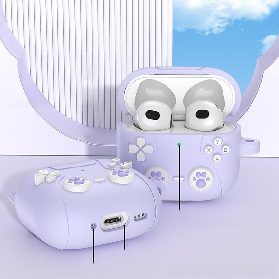 Silicone case with cat paw motif with key ring for Apple AirPods Pro 3