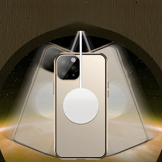 Magnetic Dual Glass MagSafe case for iPhone 13 Pro, gold