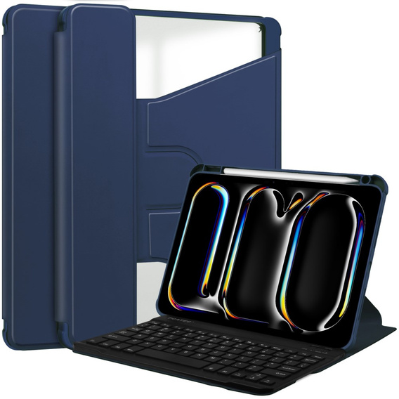Keyboard case for iPad Pro 11" 2024 (5 gen.), Rotary 360° Leather, dark blue