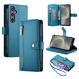 Flip case for Samsung Galaxy S25, Wallet Zipper Pocket, blue