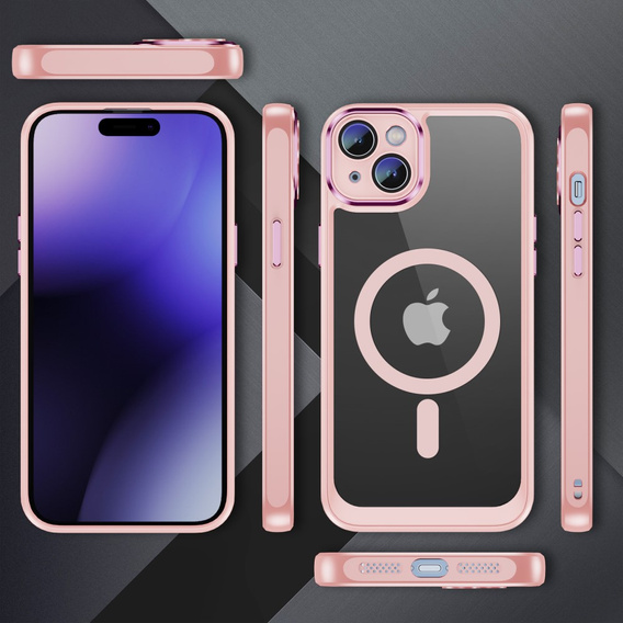Case for iPhone 15 Plus, ERBORD Impact Guard, MagSafe, pink