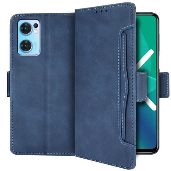 Flip case for Oppo Reno7 5G, Card Slot, blue