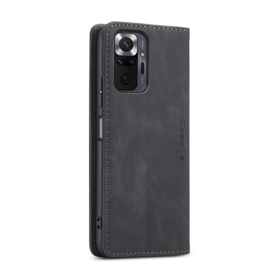 CASEME case for Xiaomi Redmi Note 10 Pro, Leather Wallet Case, black