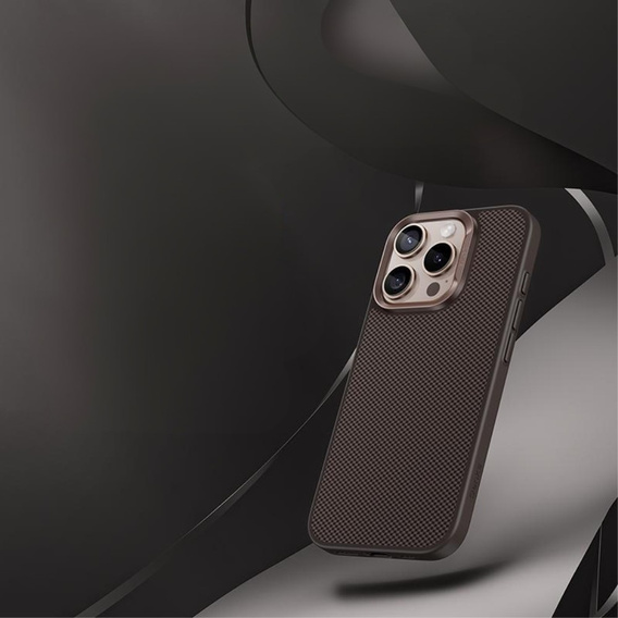 BENKS Kevlar Case for iPhone 16 Pro, for MagSafe, Carbon Fiber, brown