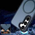 Case for Samsung Galaxy S21 FE, for MagSafe, ERBORD Matt Case, dark blue + Screen Glass