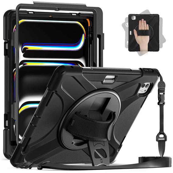Armored Case for Apple iPad Pro 13" 7 gen. 2024 (A2925, protective 360 with stylus slot, black