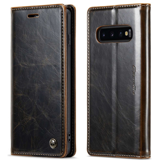 CASEME flip case for Samsung Galaxy S10+ Plus, Waxy Textucoffee, coffee
