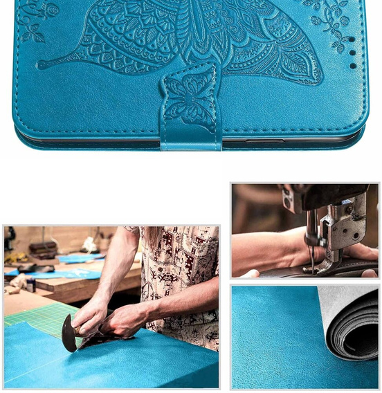 Flip case for Motorola Edge 50 Fusion 5G, Butterfly, blue