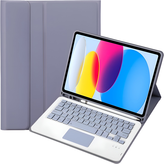 Case + keyboard iPad 10.9 2022 10 Gen, TouchPad Pen Slot, purple