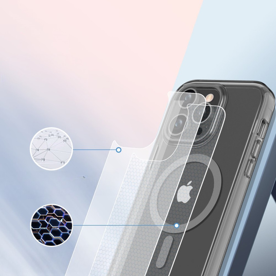 Case for iPhone 16 Pro Max, Shockproof Hybrid, with screen film, for MagSafe, grey