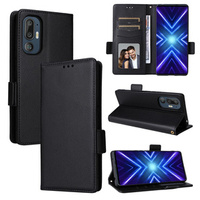Case for HTC U24 Pro 5G, Wallet Litchi Leather, black