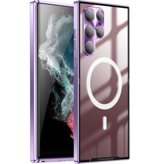 Camera Protection Case for Samsung Galaxy S22 Ultra, CamShield MagSafe, transparent / purple