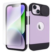 ERBORD MagSafe Cam Slider Case, purple + screen protector for iPhone 13 / iPhone 14