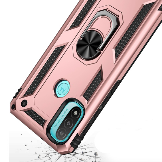 Armor Case for Motorola Moto E20/E30/E40, Nox Case Ring, pink rose gold