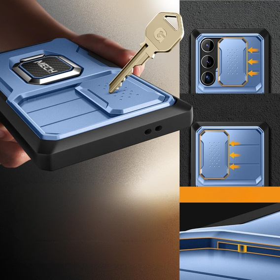 Case for Samsung Galaxy S24, Tongate MECH ring holder stand, blue