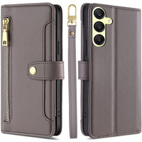Flip case for Samsung Galaxy A25 5G, Wallet Zipper Pocket, grey