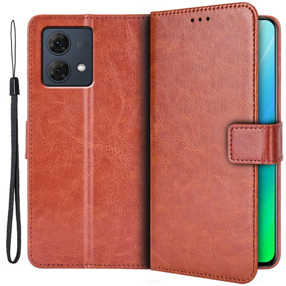 Flip case for Motorola Moto G84 5G, Crazy Horse Wallet, brown