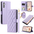 Flip case for Samsung Galaxy S25, Rhombus Crossbody Leather, purple