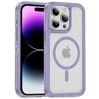 Case with frame for iPhone 14 Pro, for MagSafe, transparent / purple