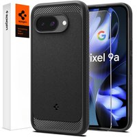 Spigen case for Google Pixel 9A, Rugged Armor MagSafe, black + Tempered Glass 9H