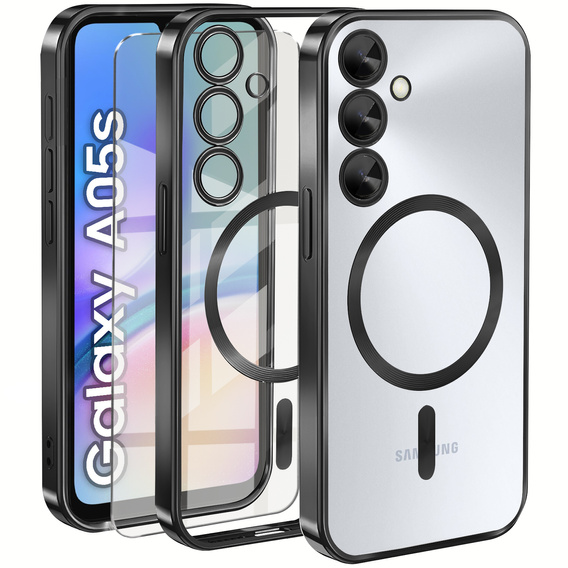Case for Samsung Galaxy A05s, Electro MagSafe, black + Screen Glass