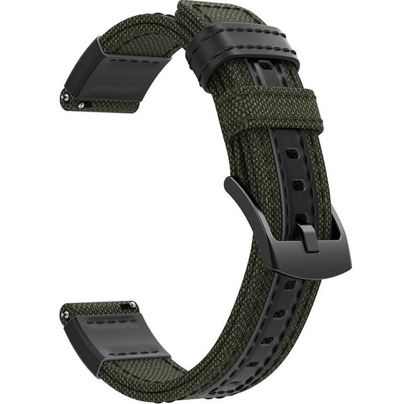Canvas+Leather strap 20mm - Army Green