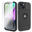 ERBORD MagSafe Cam Slider Case, Black + Screen Protector for iPhone 13 / iPhone 14