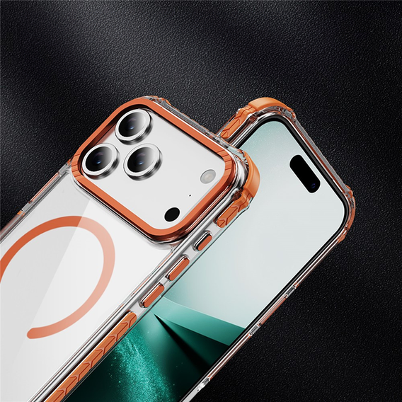 Armoured case for MagSafe clear with orange sides for iPhone 17 Pro