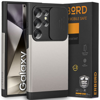 Case for Samsung Galaxy S24 Ultra, ERBORD MagProtect Slide Camera, gray gunmetal