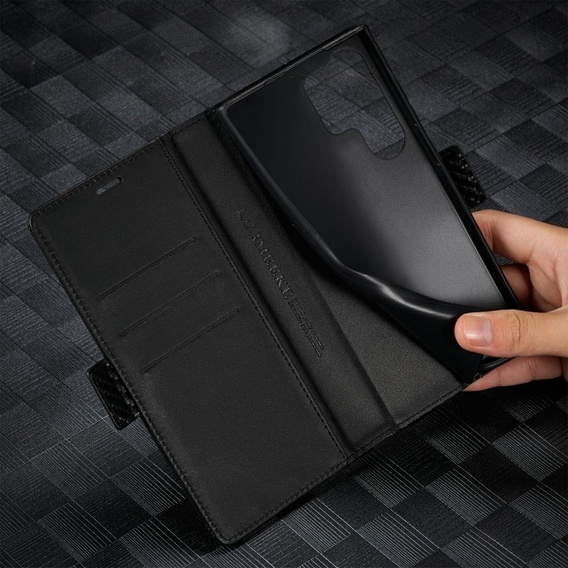Flip case for Samsung Galaxy S23 Ultra, Carbon LC.IMEEKE, black
