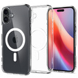 Spigen MagSafe Case for iPhone 16 Plus, Ultra Hybrid, transparent / white + 9H Tempered Glass