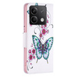 Flip case for Xiaomi Redmi Note 13 5G, Wallet, Butterflies & Flowers white
