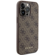 GUESS Case for iPhone 15 Pro Max, 4G Metal Gold Logo, brown