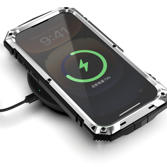 Armored case for iPhone 16 Pro, R-JUST, silver